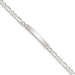 Sterling Silver Polished Engravable Figaro Link 28x Plate ID Bracelet