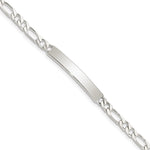 Sterling Silver Polished Engravable Figaro Link 33x Plate ID Bracelet