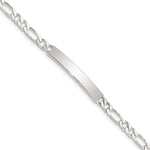 Sterling Silver Polished Engraveable Figaro Link ID Bracelet