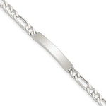 Sterling Silver Polished Engravable Figaro Link 33x Plate ID Bracelet