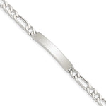 Sterling Silver Polished Engraveable Figaro Link ID Bracelet