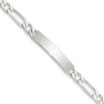 Sterling Silver Polished Engravable Figaro Link 35x Plate ID Bracelet