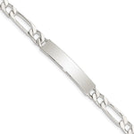Sterling Silver Polished Engraveable Figaro Link ID Bracelet