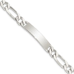 Sterling Silver Polished Engravable Figaro Link 39x Plate ID Bracelet