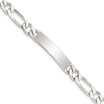 Sterling Silver Polished Engraveable Figaro Link ID Bracelet