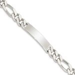Sterling Silver Polished Engraveable Figaro Link ID Bracelet