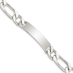 Sterling Silver Polished Engravable Figaro Link 42x Plate ID Bracelet