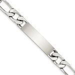 Sterling Silver Polished Engraveable Figaro Link ID Bracelet