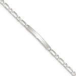 Sterling Silver Polished Engravable Figaro Link 29x Plate ID Bracelet