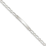 Sterling Silver Polished Engraveable 1 Figaro Link ID Bracelet