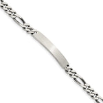 Sterling Silver Engravable Antiqued Figaro Link 32x Plate ID Bracelet