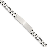 Sterling Silver Engravable Antiqued Figaro Link 34x Plate ID Bracelet