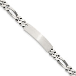 Sterling Silver Engraveable Antiqued Figaro Link ID Bracelet