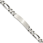 Sterling Silver Engraveable Antiqued Figaro Link ID Bracelet