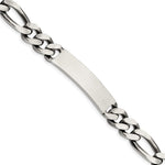 Sterling Silver Engravable Antiqued Figaro Link 39x Plate ID Bracelet
