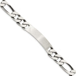 Sterling Silver Engravable Antiqued Figaro Link 41x Plate ID Bracelet
