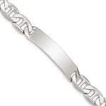 Sterling Silver Polished Engraveable Anchor Link ID Bracelet