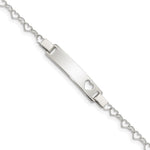 Sterling Silver Engravable Heart Link with Cut-out Heart 26x Plate Baby ID Bracelet