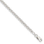 Sterling Silver Polished Beaded Chain with Ext. Children's Bracelet