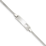 Sterling Silver Engravable Curb Link Cut-out Heart 24x Plate Adjustable Baby ID Bracelet