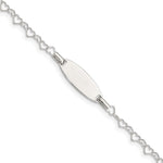 Sterling Silver Polished Engravable Heart Link 19x Oval Plate Childrens ID Bracelet