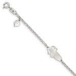 Sterling Silver Polished Childrens Teddy Bear Plus Ext ID Bracelet