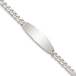 Sterling Silver Polished Engravable Curb Link Oval 36x Plate ID Bracelet