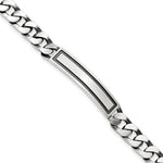 Sterling Silver Antiqued Satin Engravable Curb Link 40x Framed Plate ID Bracelet