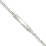 Sterling Silver Engravable Figaro Link 27x Plate ID Bracelet