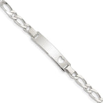 Sterling Silver Engravable Figaro Link Cut-out Heart 27x Plate Baby ID Bracelet