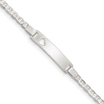 Sterling Silver Engravable Anchor Link Cut-out Heart 27x Plate Baby ID Bracelet