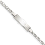 Sterling Silver Engravable Curb Link 22x Plate with Heart Baby ID Bracelet