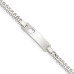 Sterling Silver Engravable Curb Link Cut-out Heart 23x Plate Baby ID Bracelet
