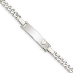Sterling Silver Engravable Curb Link 27x Plate with Heart Baby ID Bracelet