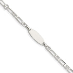 Sterling Silver Engravable Fancy Anchor Link 18x Oval Plate Plus Extender Childrens ID Bracelet