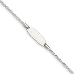 Sterling Silver Engravable Figaro Link 20x Plate Plus Extender Childrens ID Bracelet