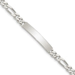 Sterling Silver Polished Engravable Figaro Link 32x Plate ID Bracelet