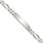 Sterling Silver Polished Engravable Figaro Link 35x Plate ID Bracelet