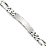 Sterling Silver Polished Engravable Figaro Link 37x Plate ID Bracelet