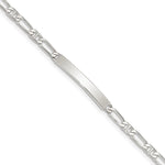 Sterling Silver Polished Engravable Anchor Link 26x Plate ID Bracelet
