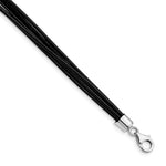 Sterling Silver Rhodium-plated 7-Strand Black Leather Necklace