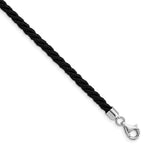 Sterling Silver Rhodium-plated Black Satin Cord Necklace