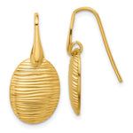 Sterling Silver Gold-tone Polished/Textured Oval Dangle Earrings