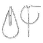 Sterling Silver Rh-plated Polished and Diamond-cut Dangle Earring