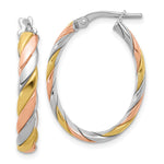 SS RH-plated with Gold and Rose-tone Polished Hoop Earrings