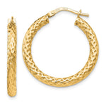 Sterling Silver Gold-Tone Polished/Textured Hinged Hoop Earrings