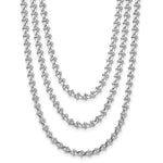 Sterling Silver Rh-plated Polished 3-Strand w/ ext. Necklace