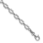 Sterling Silver Rhodium-plated Square Link w/ ext. Bracelet