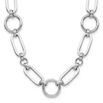 Sterling Silver RH-plated Polished Fancy Link w/ ext. Necklace