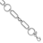 Sterling Silver Rhod-plated Polished Fancy Link w/ ext. Bracel